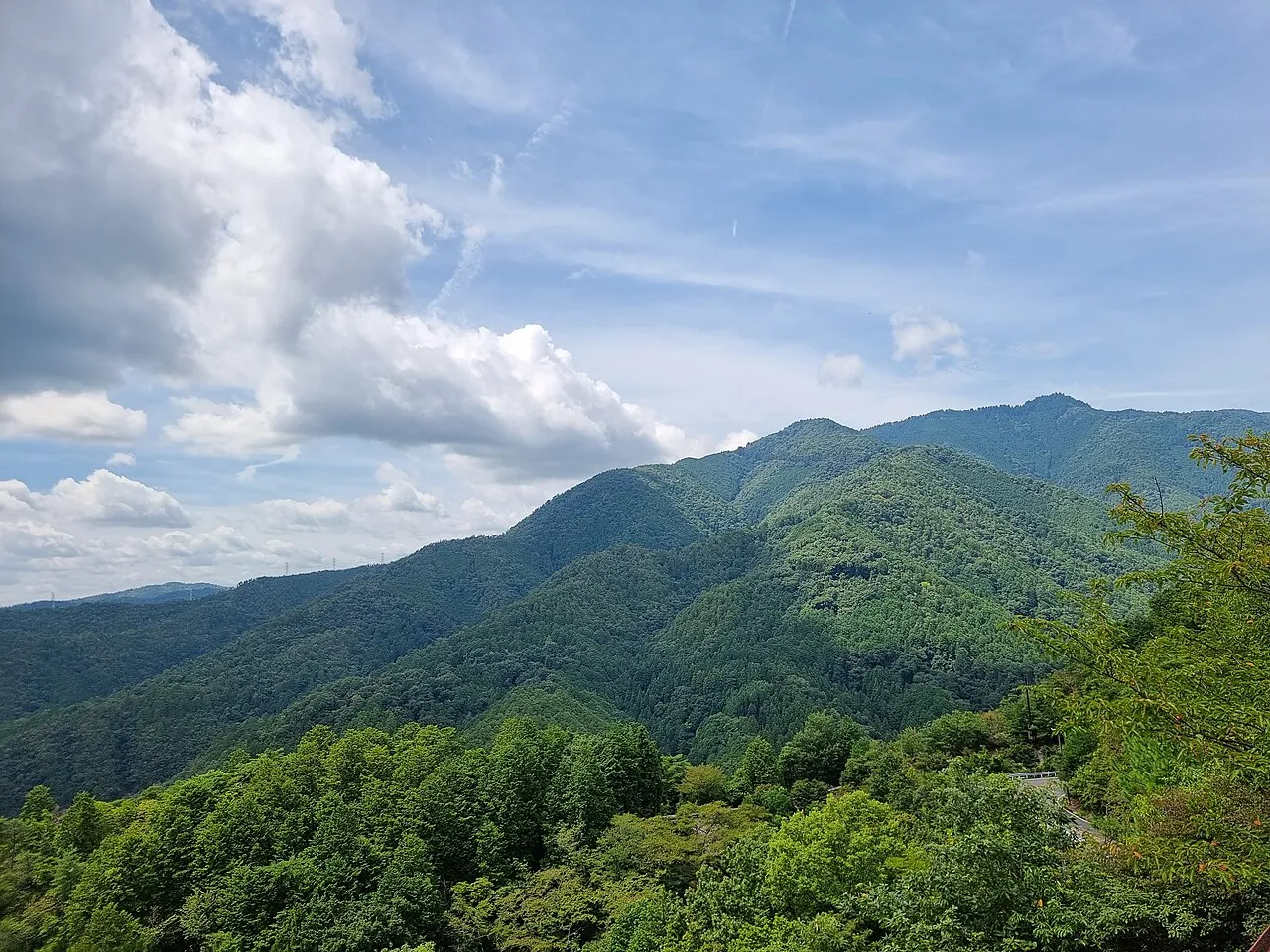 愛宕山の山並みを遠望した写真