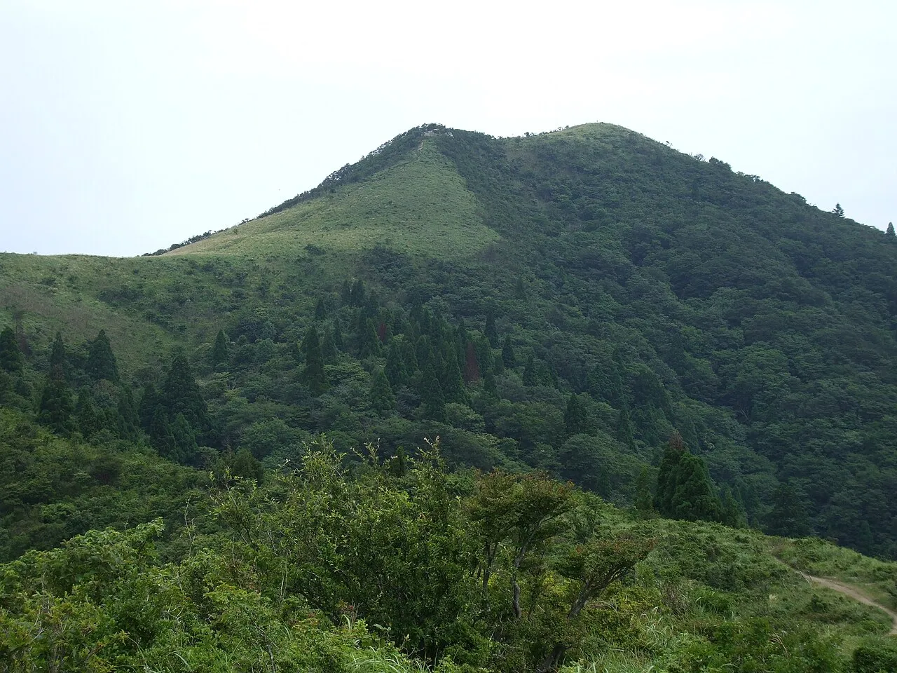 緑の斜面が広がる武奈ヶ岳のなだらかな山頂部